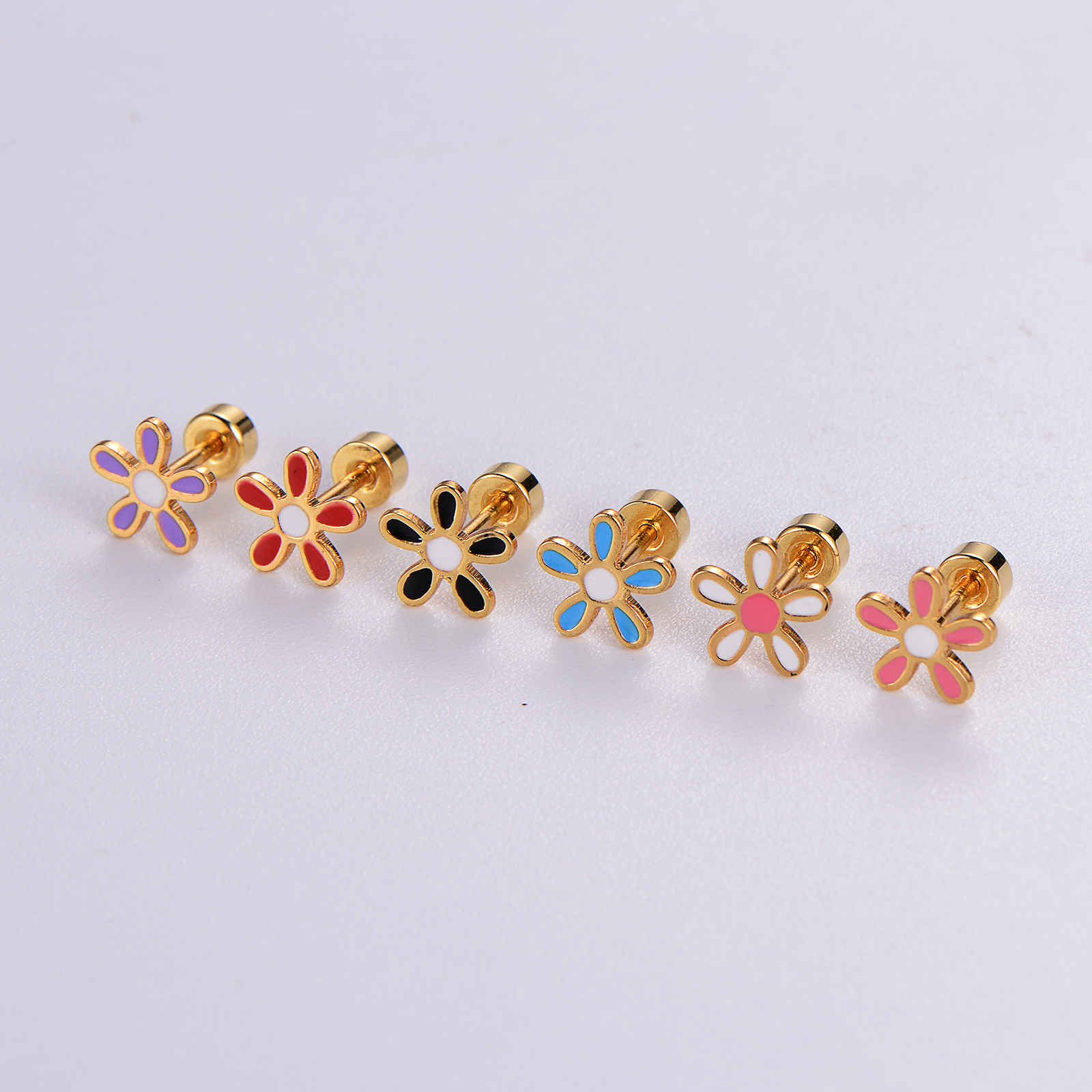 12 Pairs Casual Cute Simple Style Animal Devil's Eye Fruit Sequins Plating Inlay 304 Stainless Steel Acrylic Turquoise Shell Ear Studs display picture 11