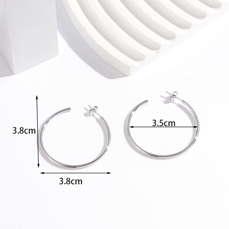 1 Pair Simple Style Classic Style C Shape Bamboo Plating Stainless Steel 18k Gold Plated Ear Studs display picture 1