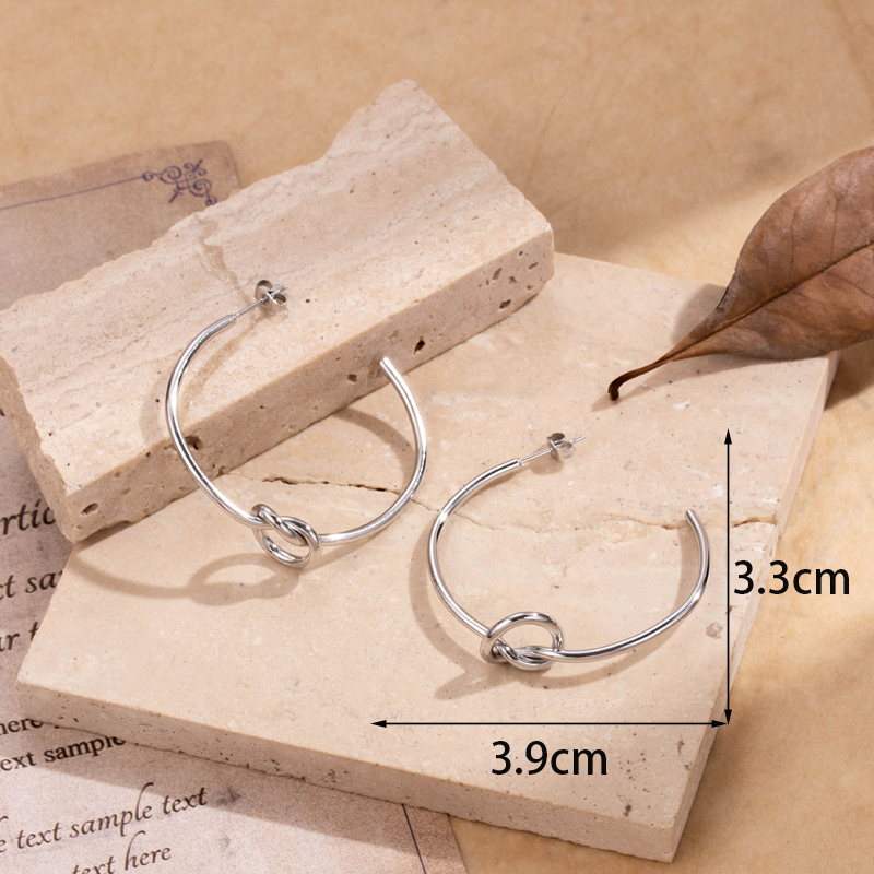 1 Pair Simple Style Classic Style C Shape Bamboo Plating Stainless Steel 18k Gold Plated Ear Studs display picture 5