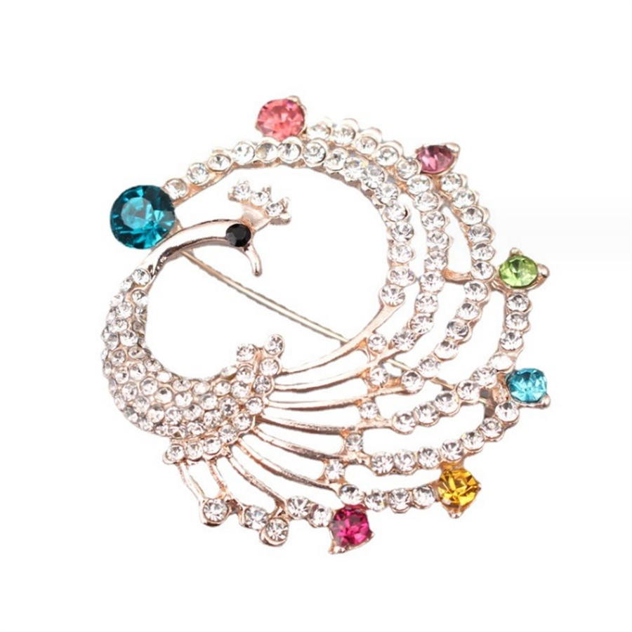 Simple Style Commute Peacock Alloy Inlay Rhinestones Women's Brooches display picture 2