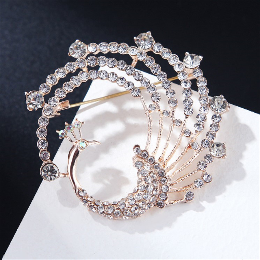 Simple Style Commute Peacock Alloy Inlay Rhinestones Women's Brooches display picture 3