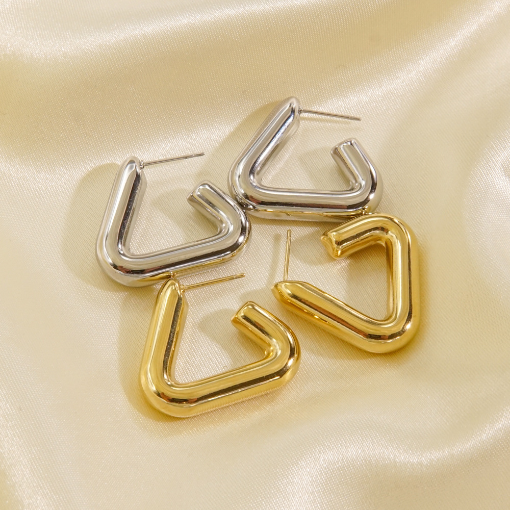 1 Pair Simple Style Solid Color Plating 304 Stainless Steel 14K Gold Plated Ear Studs display picture 1