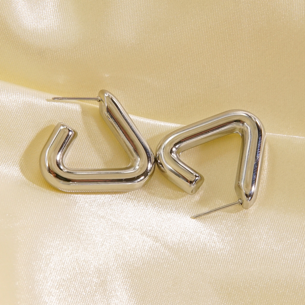 1 Pair Simple Style Solid Color Plating 304 Stainless Steel 14K Gold Plated Ear Studs display picture 4
