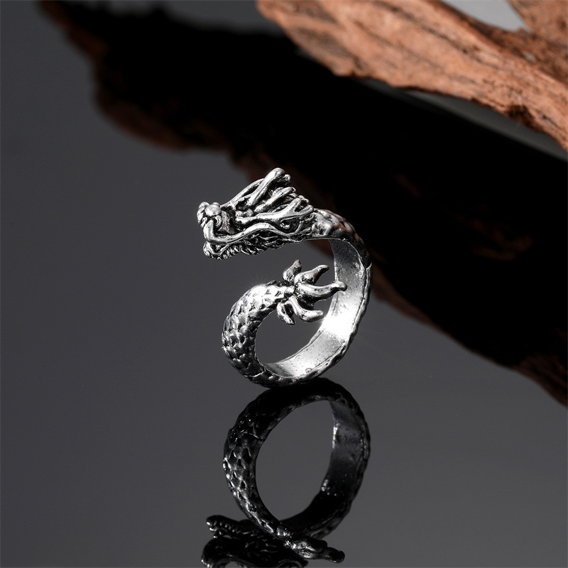 Punk Dragon Alloy Plating Men's Open Rings display picture 3