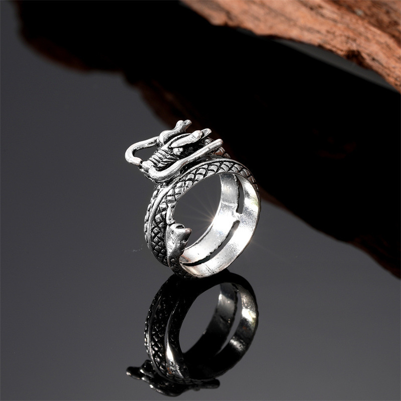 Punk Dragon Alloy Plating Men's Open Rings display picture 1