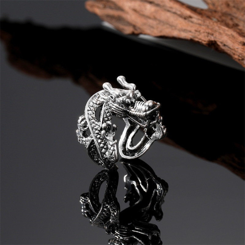 Punk Dragon Alloy Plating Men's Open Rings display picture 2