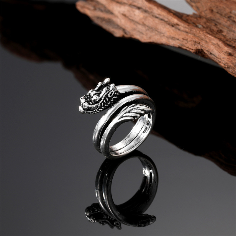 Punk Dragon Alloy Plating Men's Open Rings display picture 4