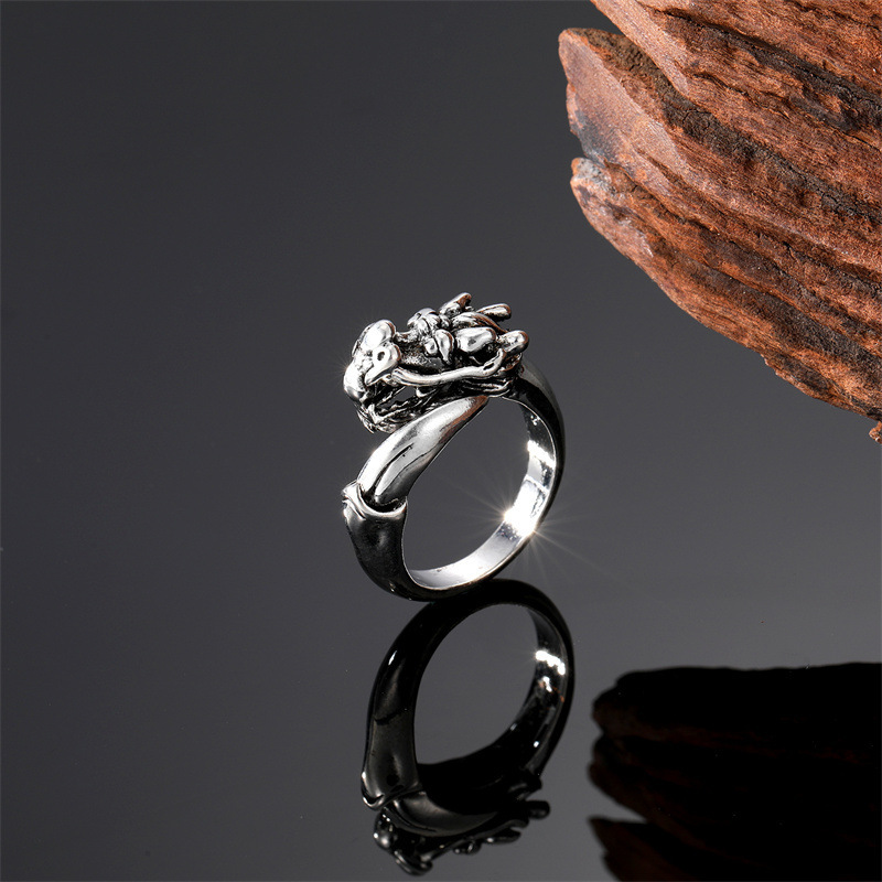 Punk Dragon Alloy Plating Men's Open Rings display picture 6
