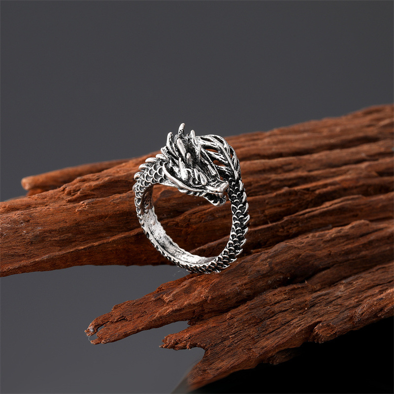 Punk Dragon Alloy Plating Men's Open Rings display picture 8