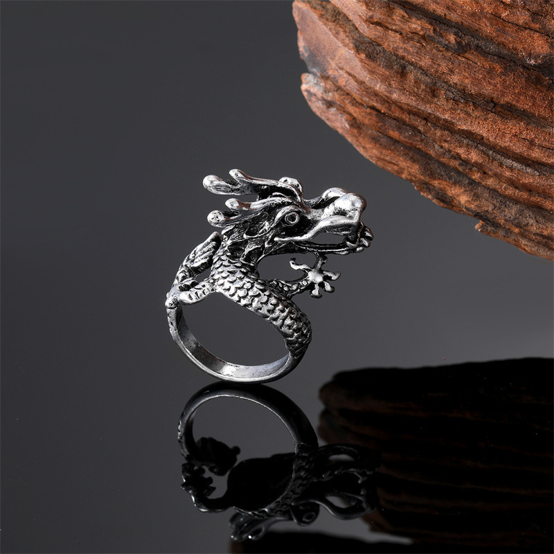 Punk Dragon Alloy Plating Men's Open Rings display picture 7