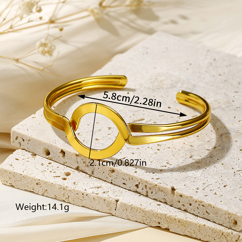 Vintage Style Simple Style Solid Color Copper Criss Cross Plating 18k Gold Plated Bangle display picture 5