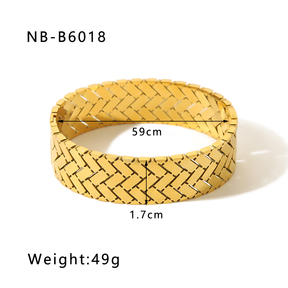 Modern Style Simple Style Round 304 Stainless Steel 18K Gold Plated Bangle In Bulk display picture 2