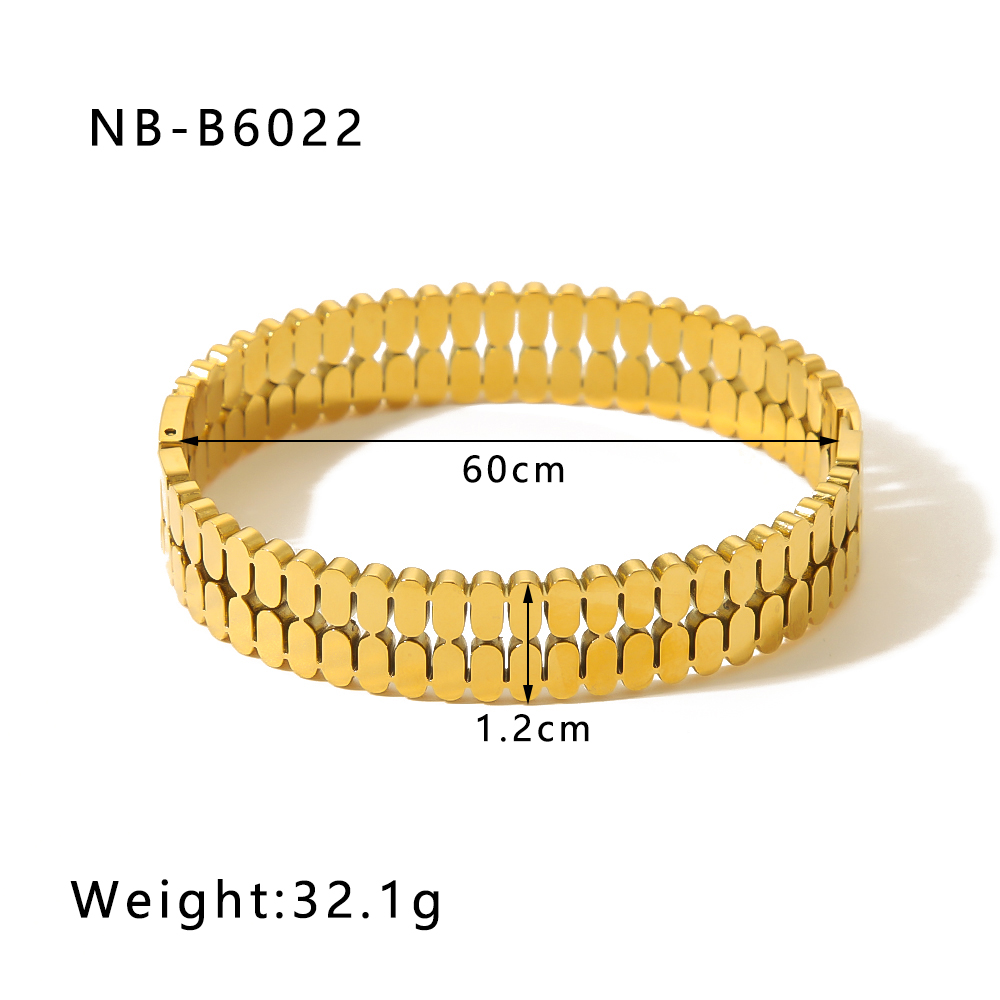 Modern Style Simple Style Round 304 Stainless Steel 18K Gold Plated Bangle In Bulk display picture 6