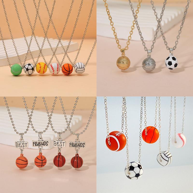 Fitness Streetwear Sports Basketball Football Gold Plated Silver Plated Alloy Metal Wholesale Pendant Necklace display picture 2
