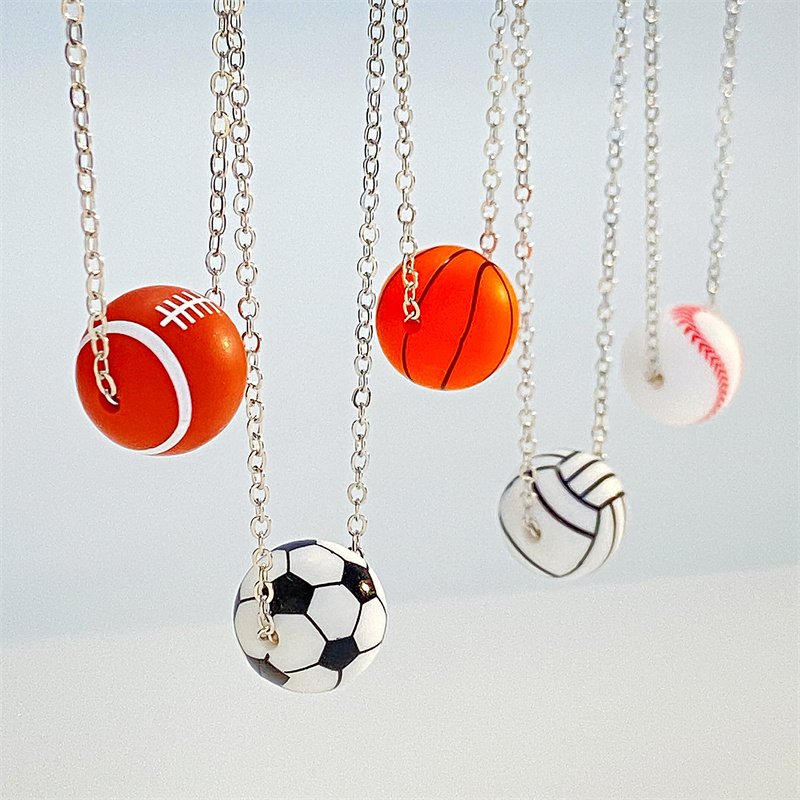 Fitness Streetwear Sports Basketball Football Gold Plated Silver Plated Alloy Metal Wholesale Pendant Necklace display picture 5