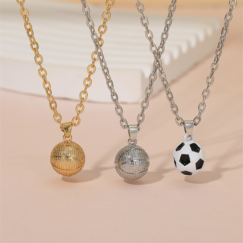 Fitness Streetwear Sports Basketball Football Gold Plated Silver Plated Alloy Metal Wholesale Pendant Necklace display picture 7