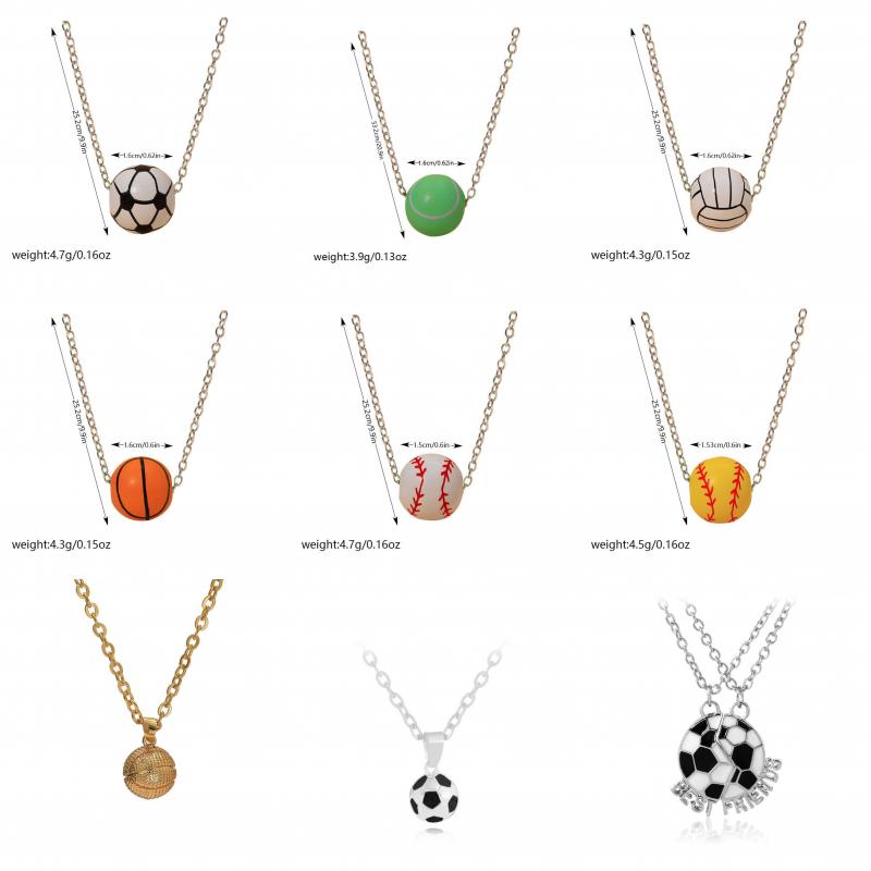 Fitness Streetwear Sports Basketball Football Gold Plated Silver Plated Alloy Metal Wholesale Pendant Necklace display picture 3