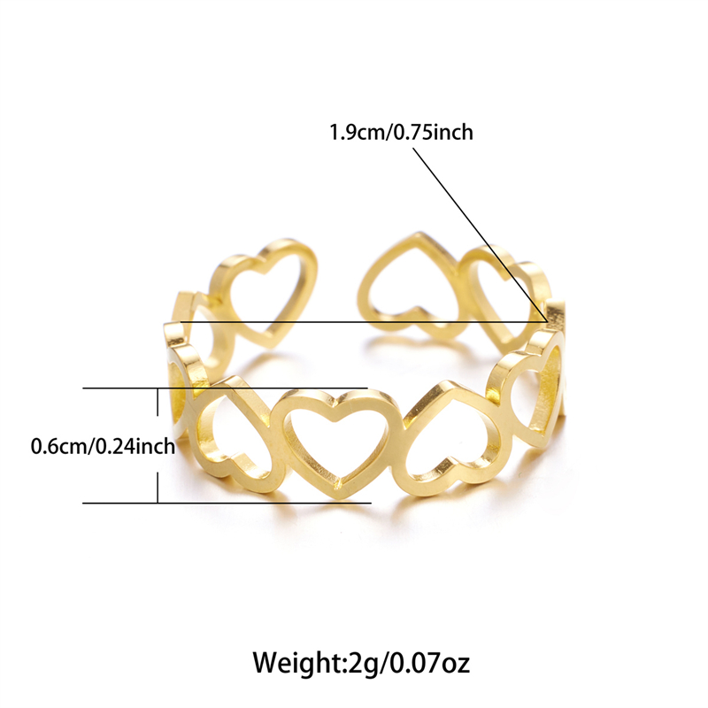 Roman Style Heart Shape Stainless Steel Plating 18k Gold Plated Open Rings display picture 1