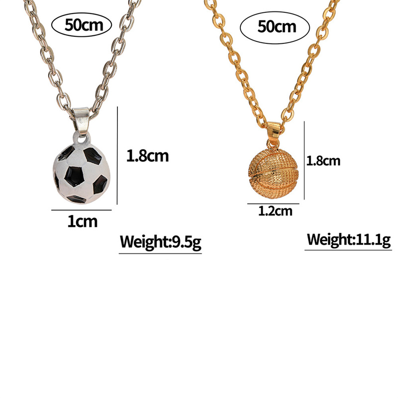 Fitness Streetwear Sports Basketball Football Gold Plated Silver Plated Alloy Metal Wholesale Pendant Necklace display picture 15