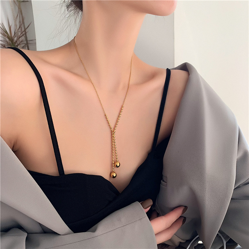 Titanium Steel 18K Gold Plated Modern Style Korean Style Plating Round Dots Pendant Necklace display picture 6