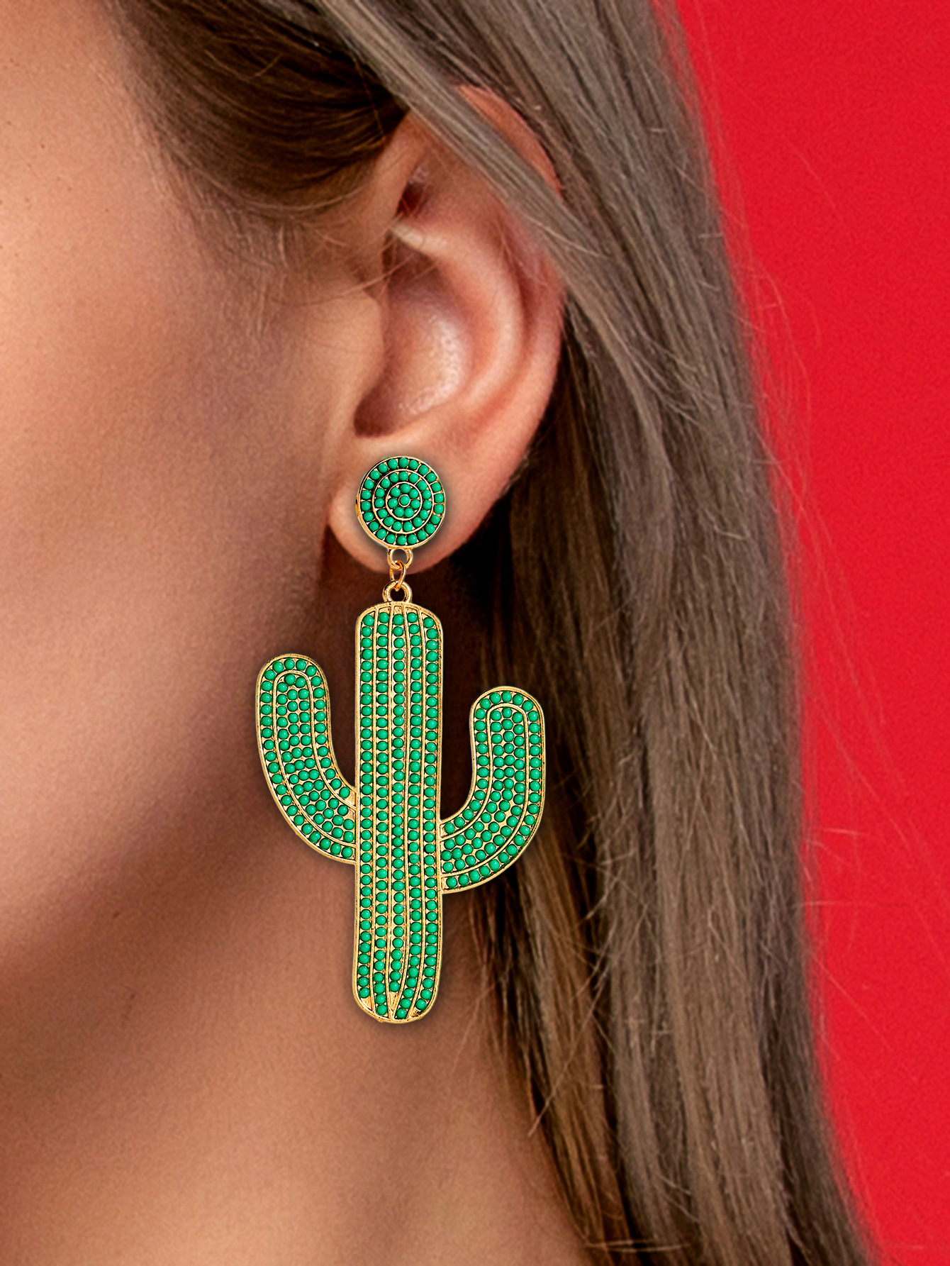 1 Pair Elegant Lady Pastoral Cactus Plating Alloy Drop Earrings display picture 3