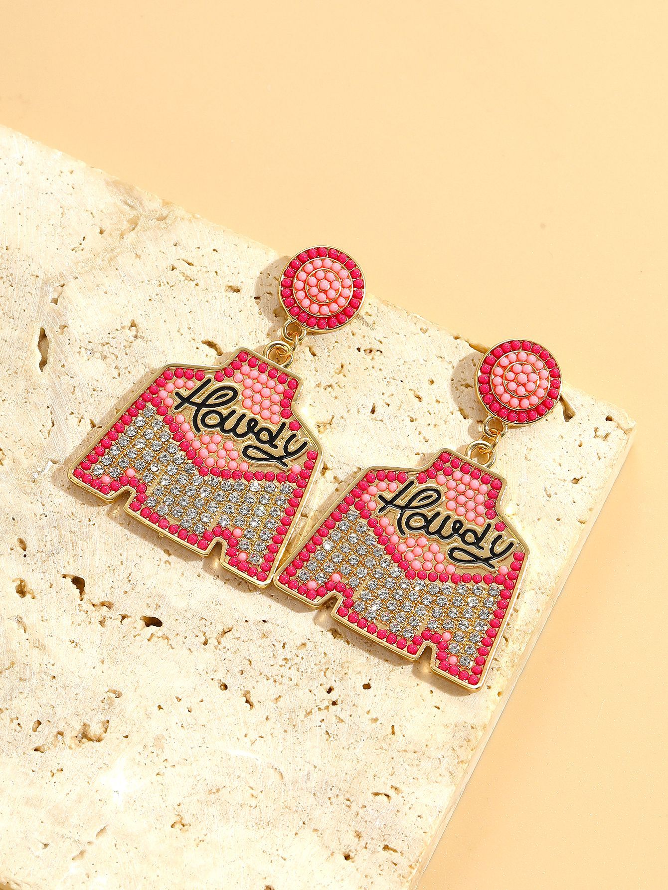 1 Pair Simple Style Classic Style Round Inlay Alloy Seed Bead Drop Earrings display picture 3