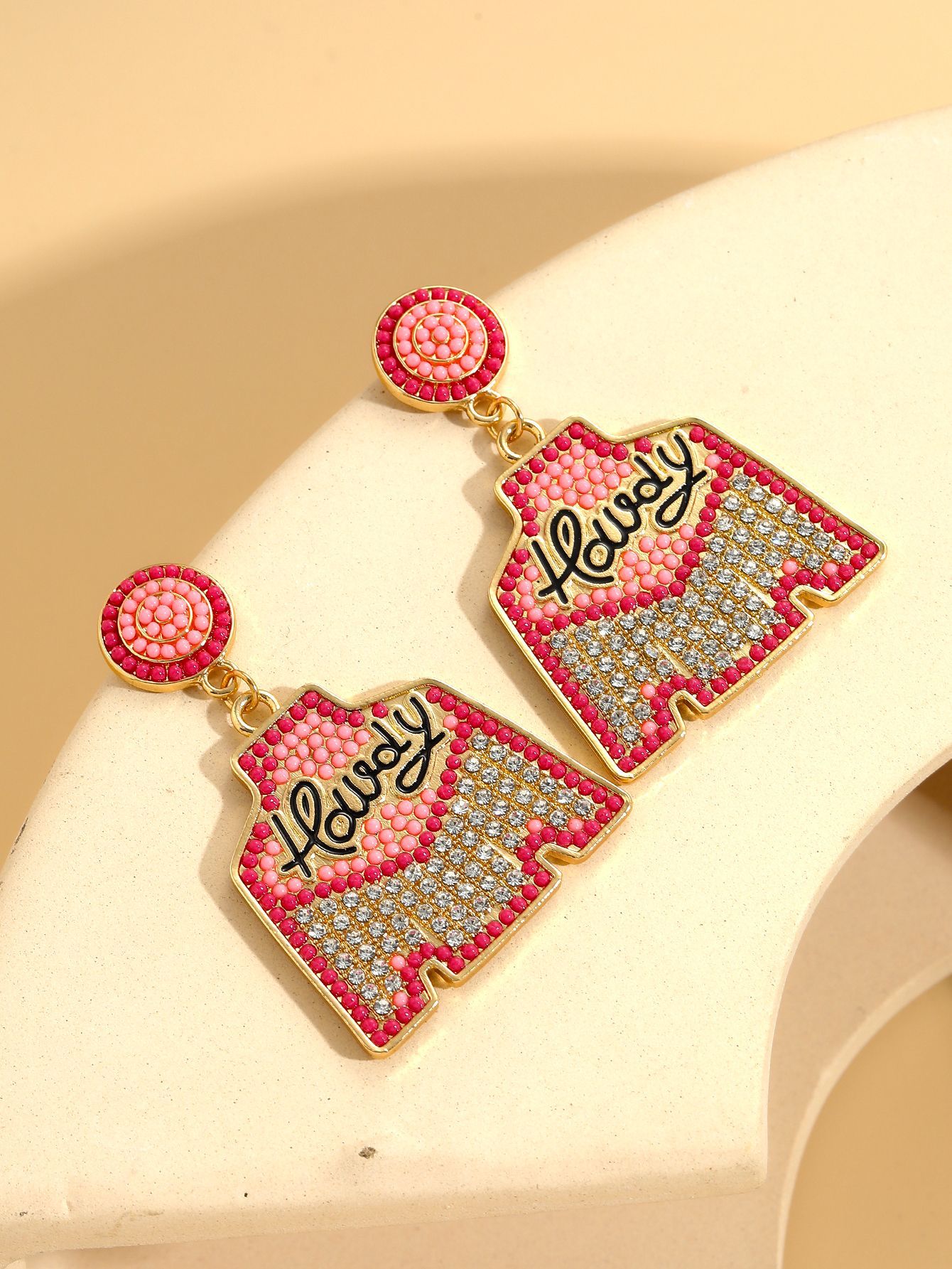 1 Pair Simple Style Classic Style Round Inlay Alloy Seed Bead Drop Earrings display picture 4