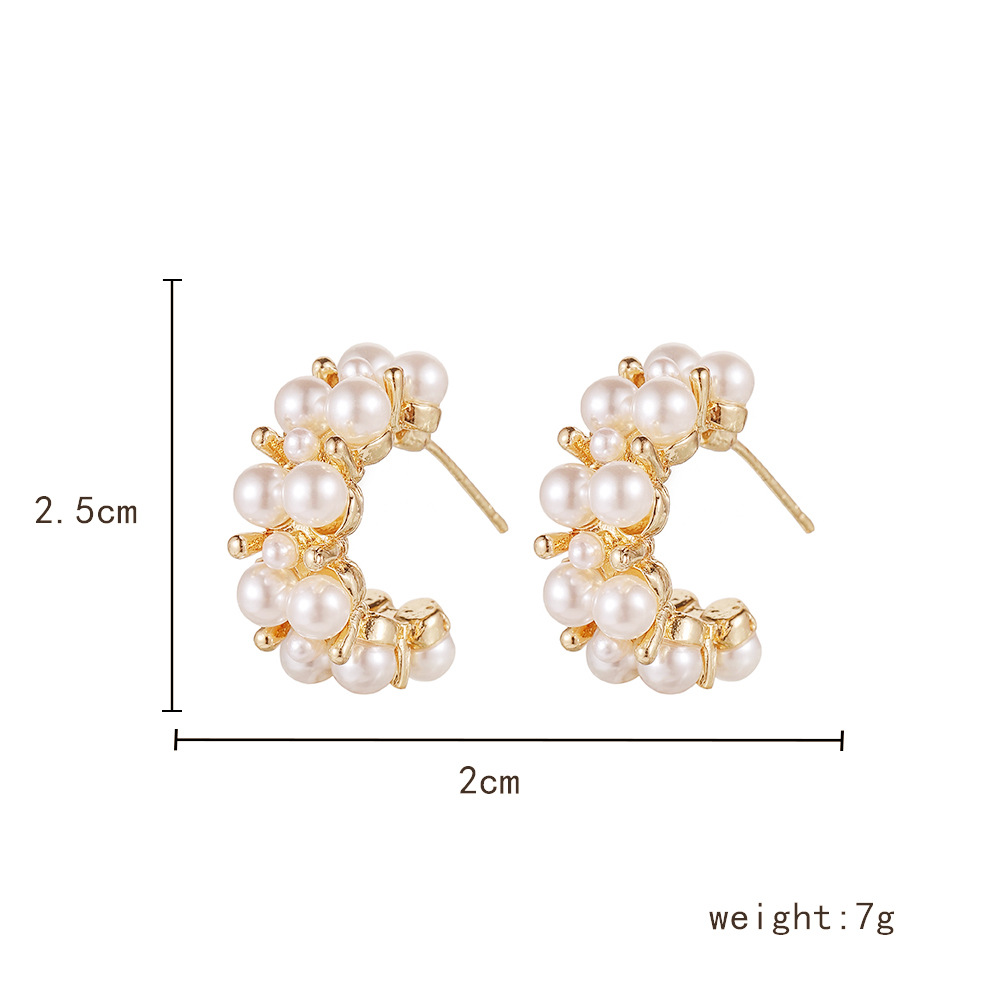 1 Pair Elegant Geometric Plating Inlay Alloy Artificial Pearls Ear Studs display picture 1