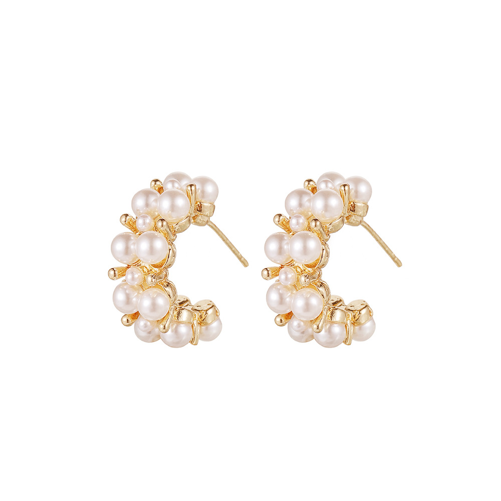 1 Pair Elegant Geometric Plating Inlay Alloy Artificial Pearls Ear Studs display picture 5