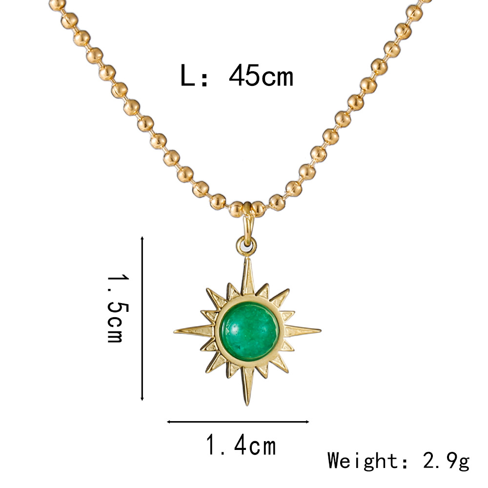 Wholesale Retro Star Stainless Steel Titanium Steel Plating Inlay Artificial Gemstones Pendant Necklace display picture 1
