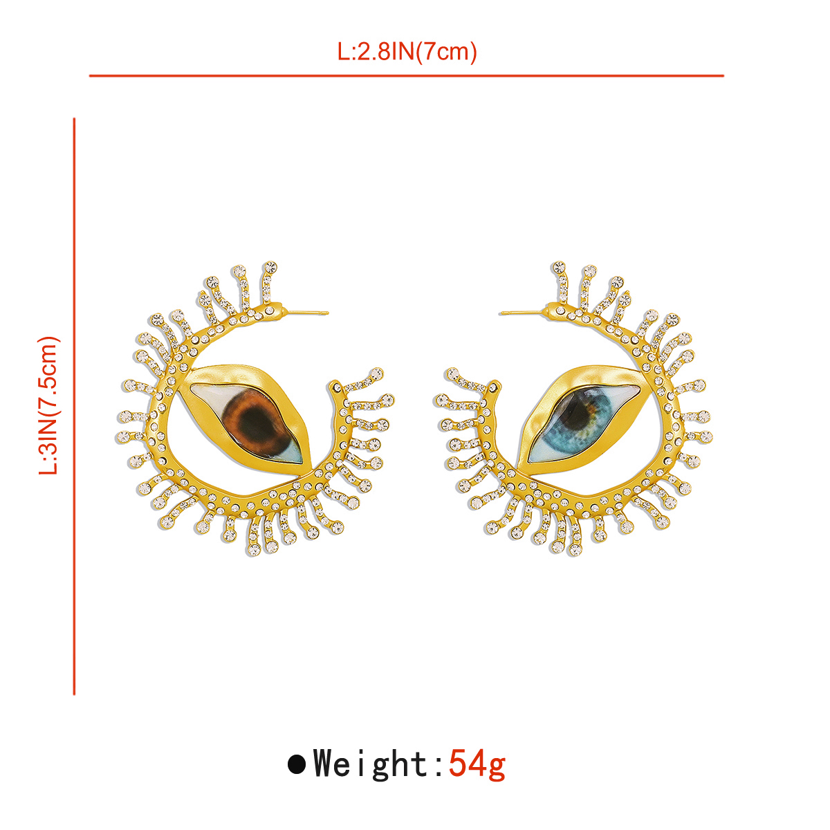 1 Pair Vintage Style Exaggerated Simple Style Devil's Eye Patchwork Alloy Drop Earrings display picture 6