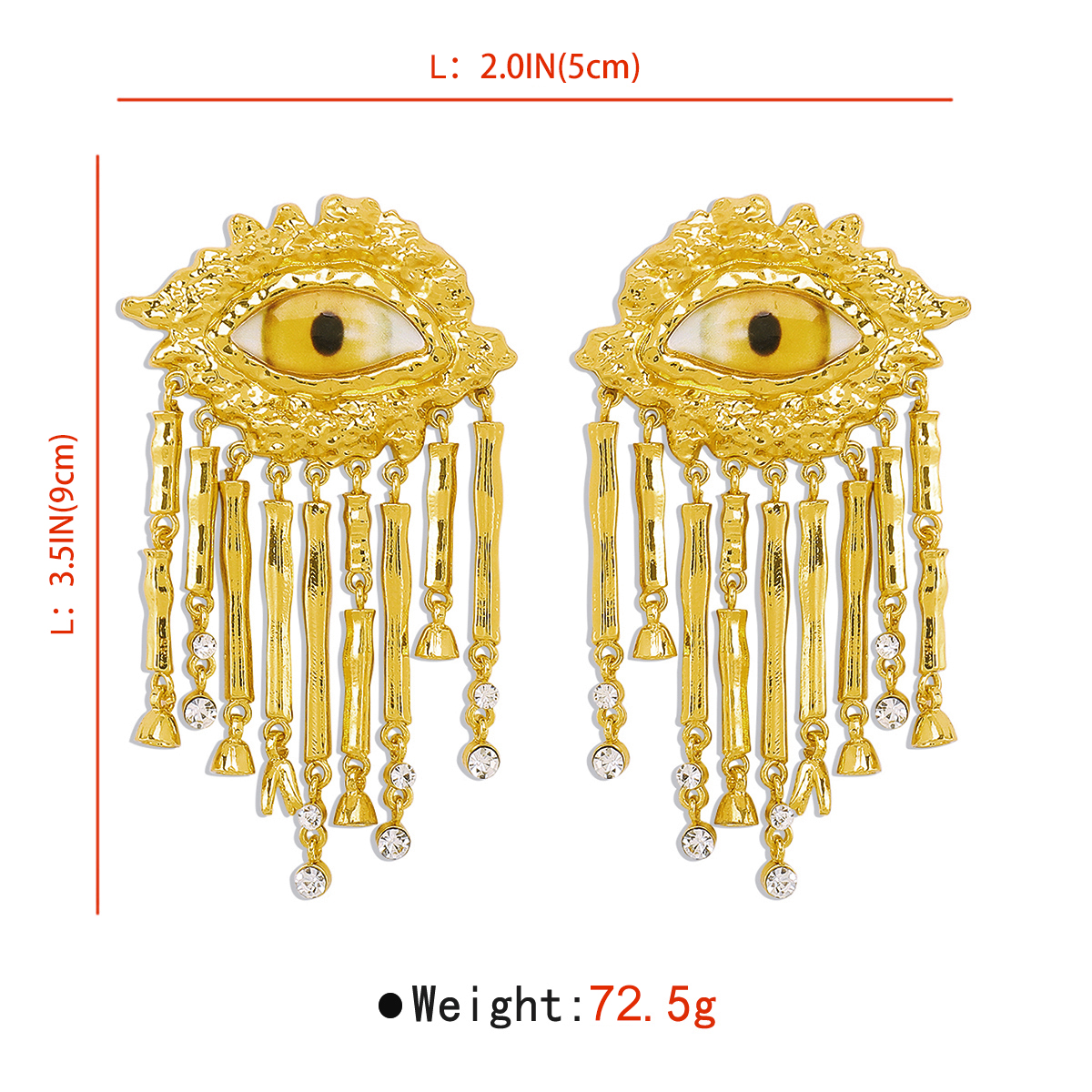 1 Pair Vintage Style Exaggerated Simple Style Devil's Eye Patchwork Alloy Drop Earrings display picture 7