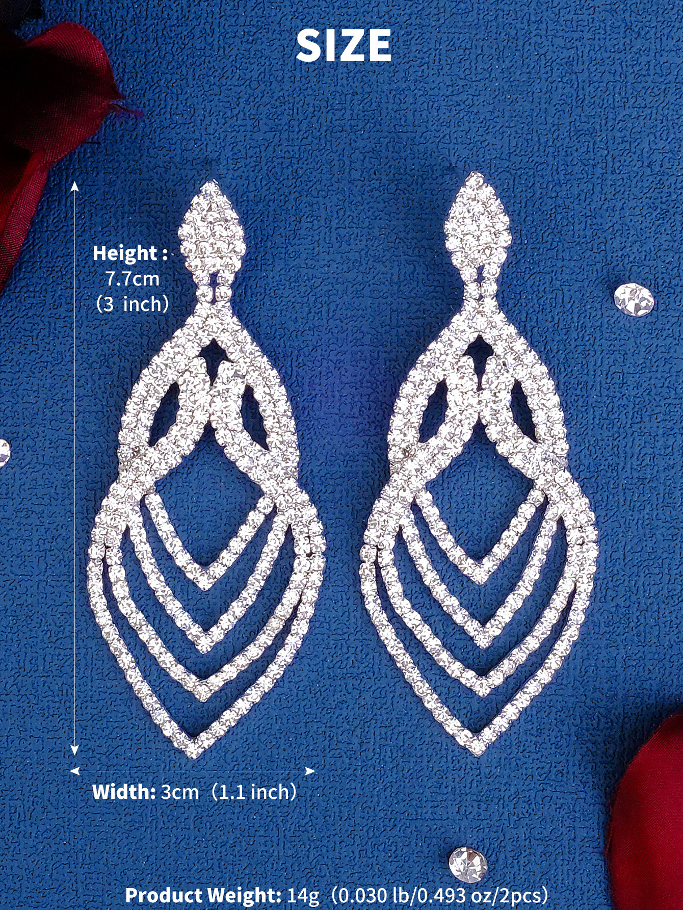 1 Pair Elegant Lady Shiny Water Droplets Tassel Rhinestone Drop Earrings display picture 1