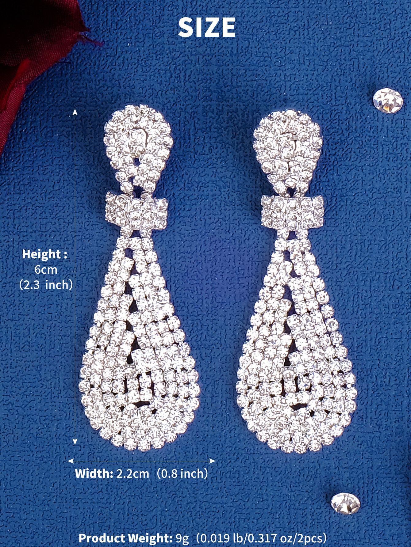 1 Pair Elegant Lady Shiny Water Droplets Tassel Rhinestone Drop Earrings display picture 2