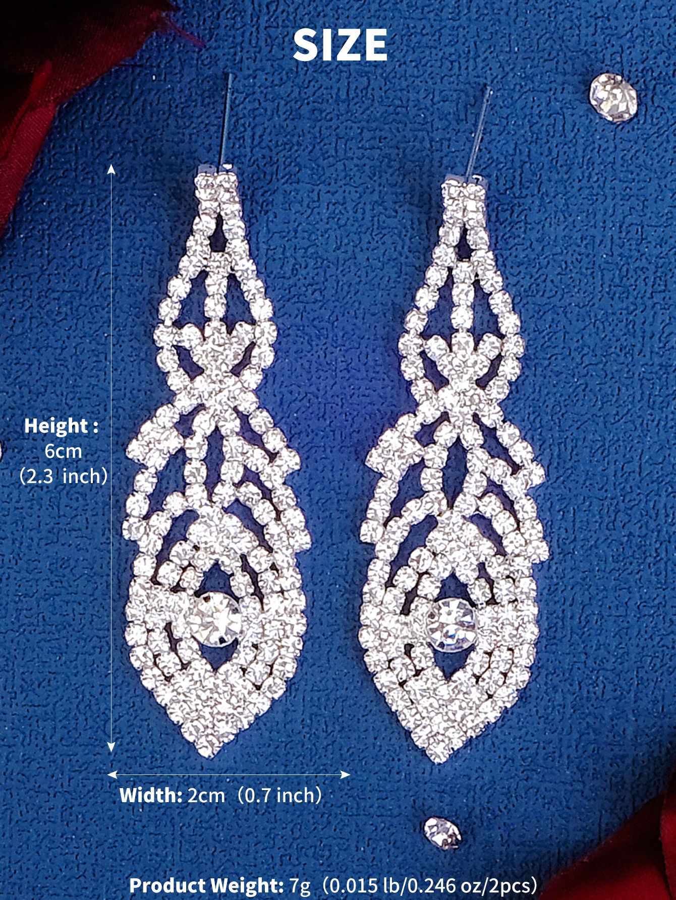 1 Pair Elegant Lady Shiny Water Droplets Tassel Rhinestone Drop Earrings display picture 4