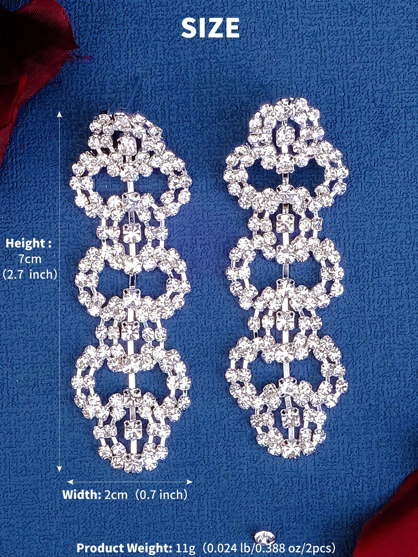1 Pair Elegant Lady Shiny Water Droplets Tassel Rhinestone Drop Earrings display picture 7