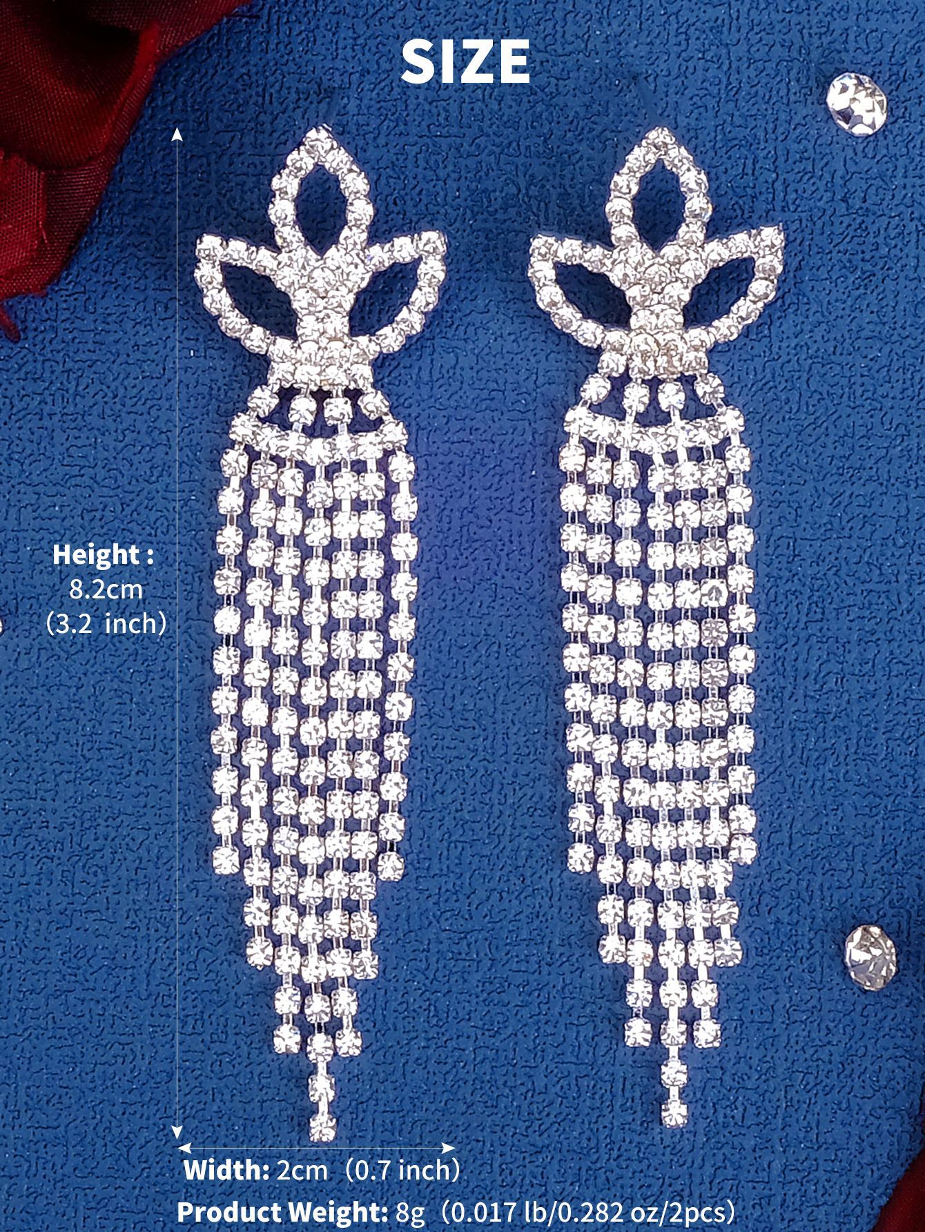 1 Pair Elegant Lady Shiny Water Droplets Tassel Rhinestone Drop Earrings display picture 8