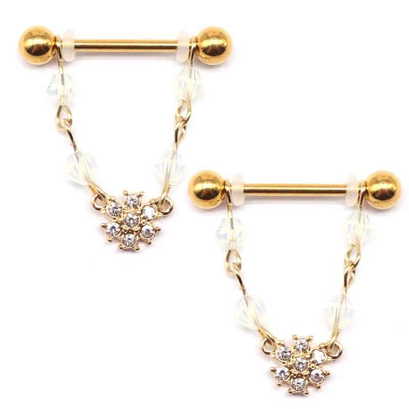Modern Style Geometric Resin Gravel Copper Plating White Gold Plated Gold Plated Nipple Ring display picture 1