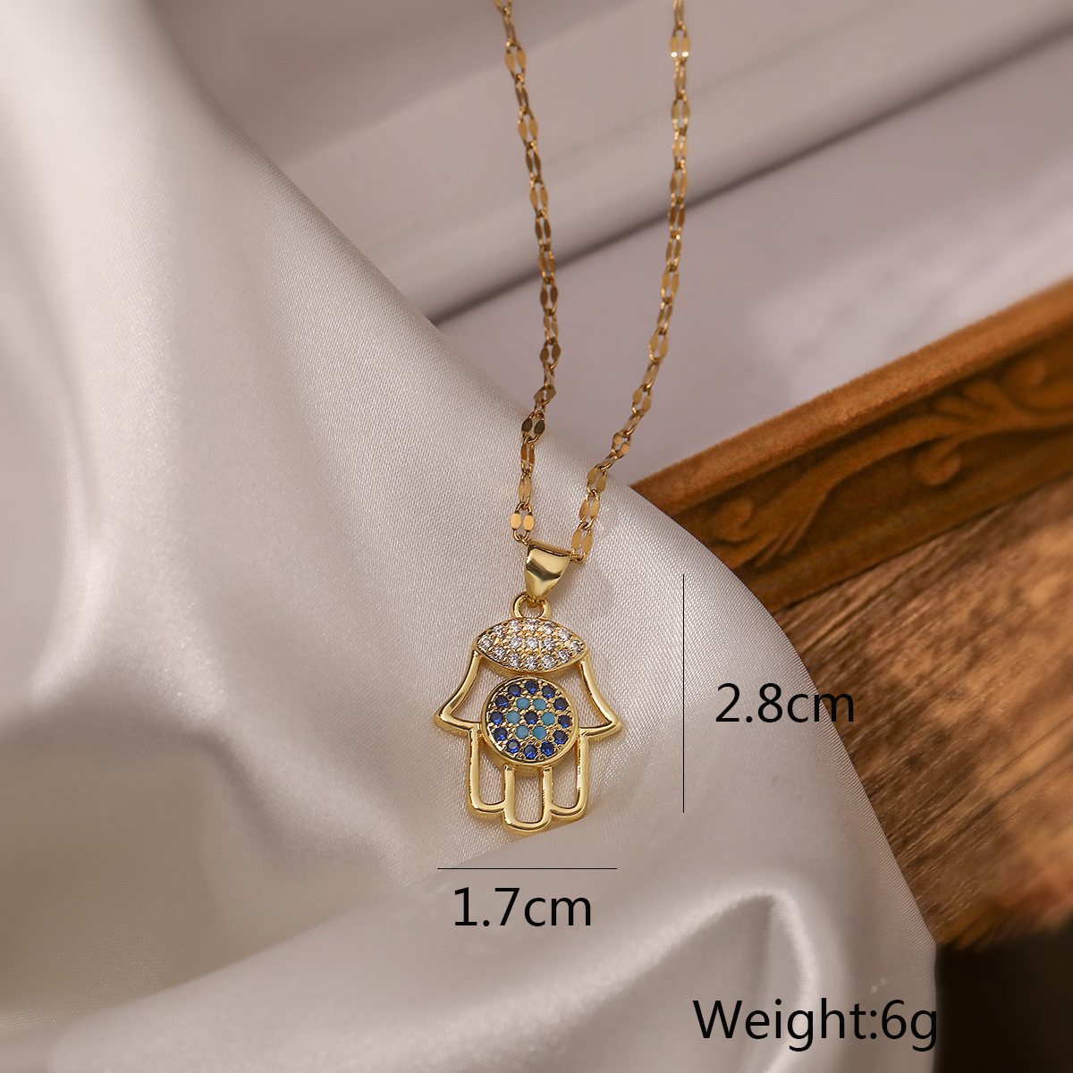 Simple Style Hand Of Fatima Copper Plating Inlay Zircon 18k Gold Plated Earrings Necklace Jewelry Set display picture 1