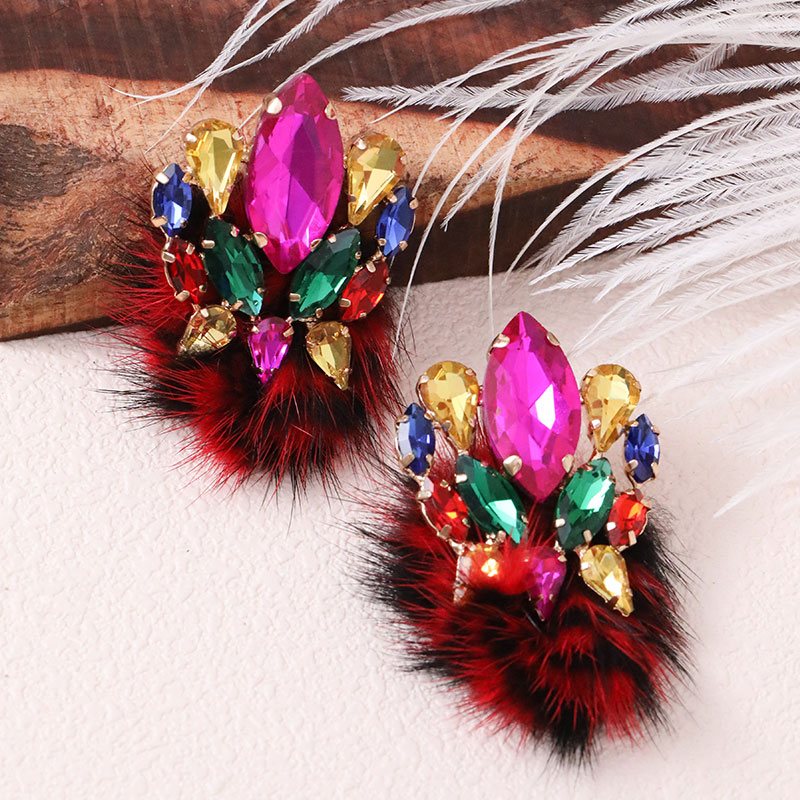 1 Pair Vintage Style Color Block Plating Inlay Alloy Rhinestones Ear Studs display picture 8