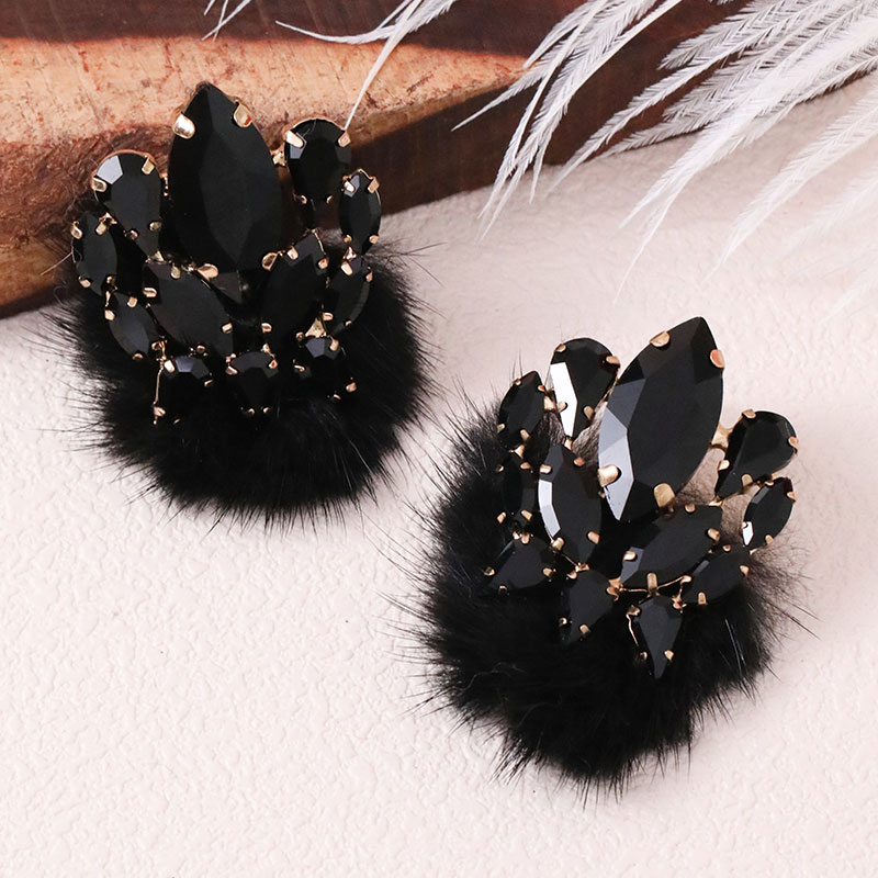 1 Paire Style Vintage Bloc De Couleur Placage Incruster Alliage Strass Boucles D'oreilles display picture 12