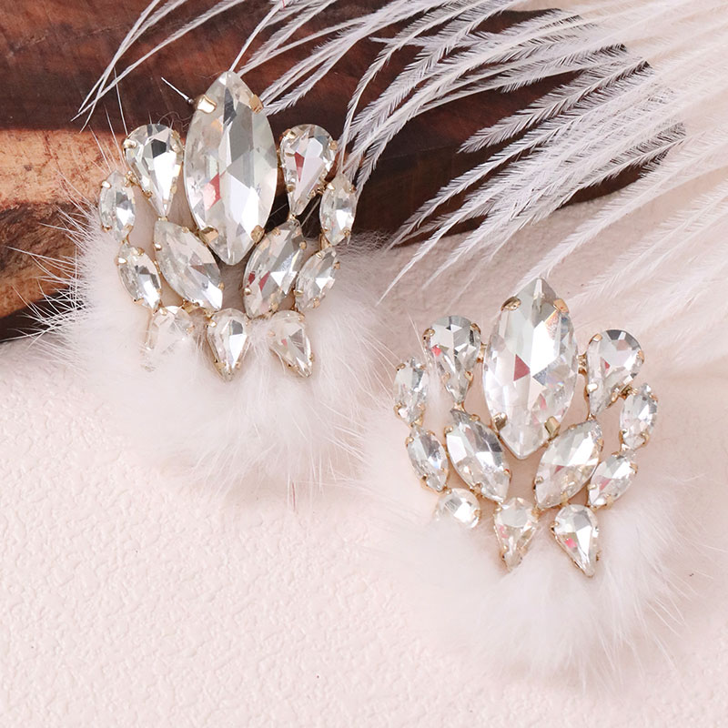 1 Paire Style Vintage Bloc De Couleur Placage Incruster Alliage Strass Boucles D'oreilles display picture 13