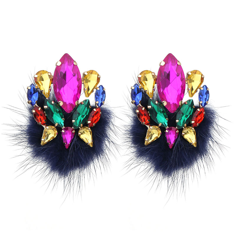 1 Pair Vintage Style Color Block Plating Inlay Alloy Rhinestones Ear Studs display picture 23