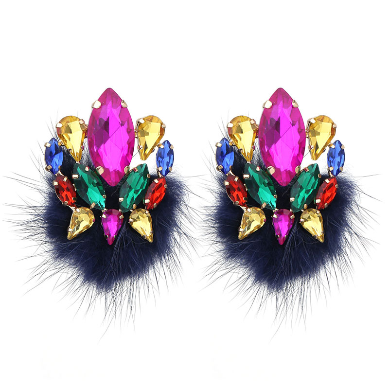 1 Paire Style Vintage Bloc De Couleur Placage Incruster Alliage Strass Boucles D'oreilles display picture 23