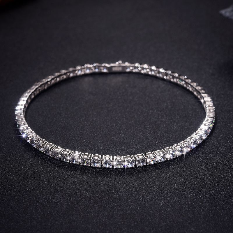 Casual Solid Color Sterling Silver Plating Inlay Zircon Silver Plated Tennis Bracelet display picture 1