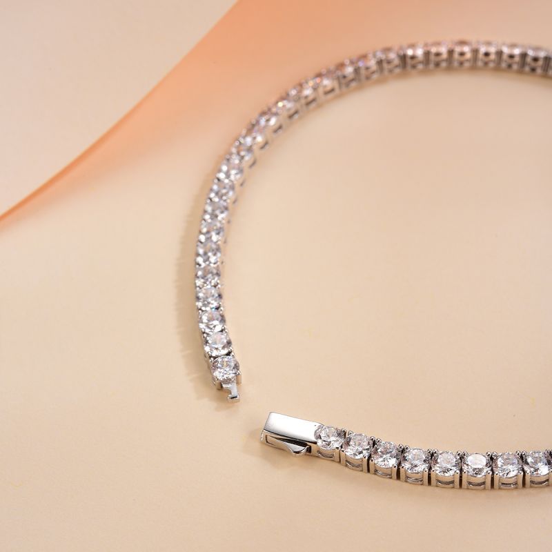 Casual Solid Color Sterling Silver Plating Inlay Zircon Silver Plated Tennis Bracelet display picture 2