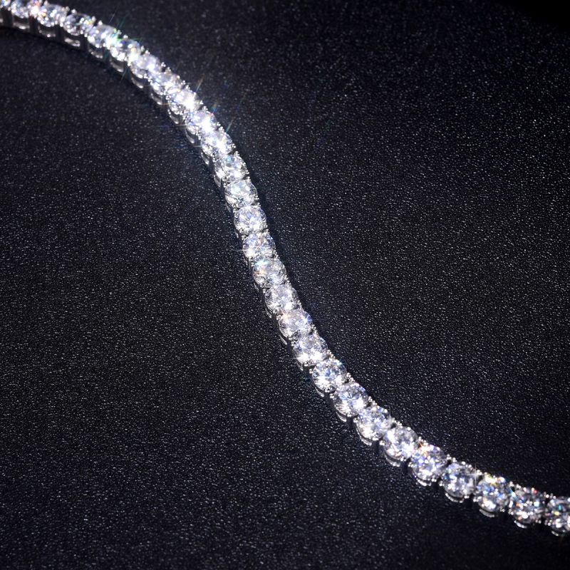 Casual Solid Color Sterling Silver Plating Inlay Zircon Silver Plated Tennis Bracelet display picture 9