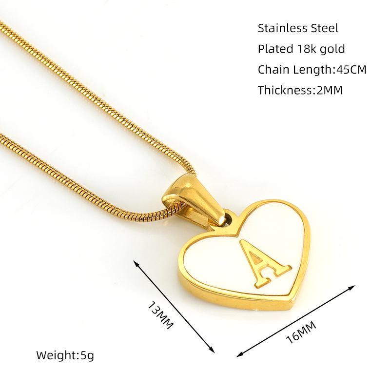 304 Stainless Steel 18K Gold Plated Cute Polishing Plating Inlay Heart Shape Shell Pendant Necklace display picture 6
