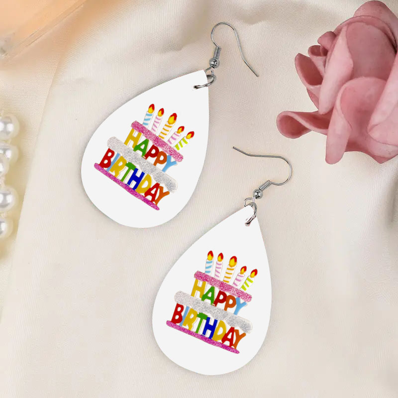 1 Pair French Style Letter Printing PU Leather Drop Earrings display picture 7