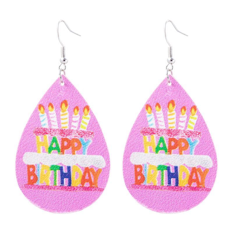 1 Pair French Style Letter Printing PU Leather Drop Earrings display picture 4